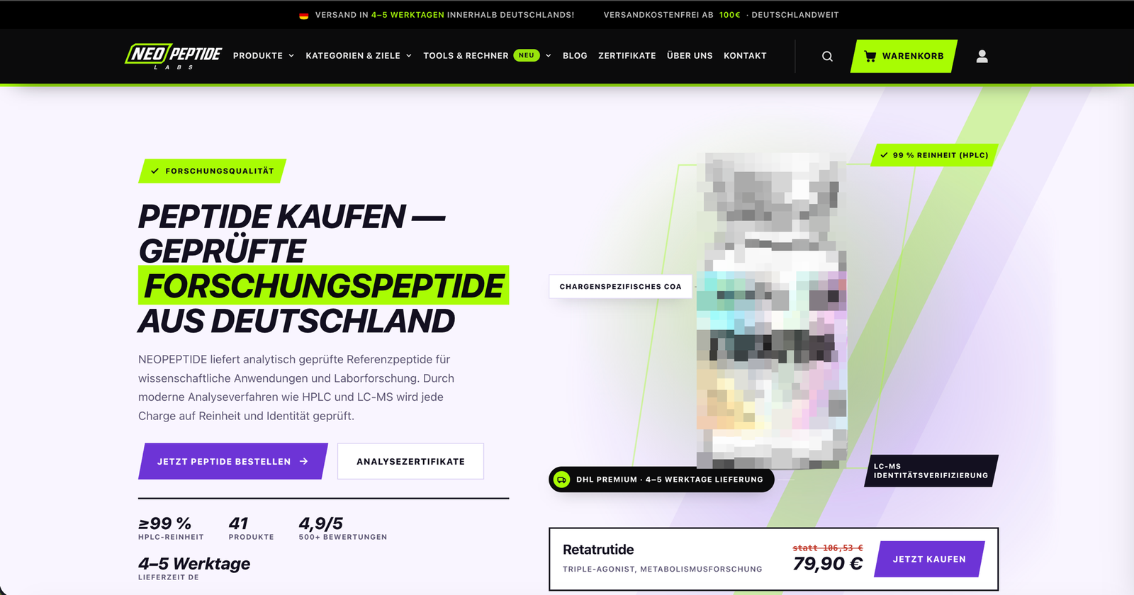 NEOPEPTIDE Online-Shop für Forschungspeptide